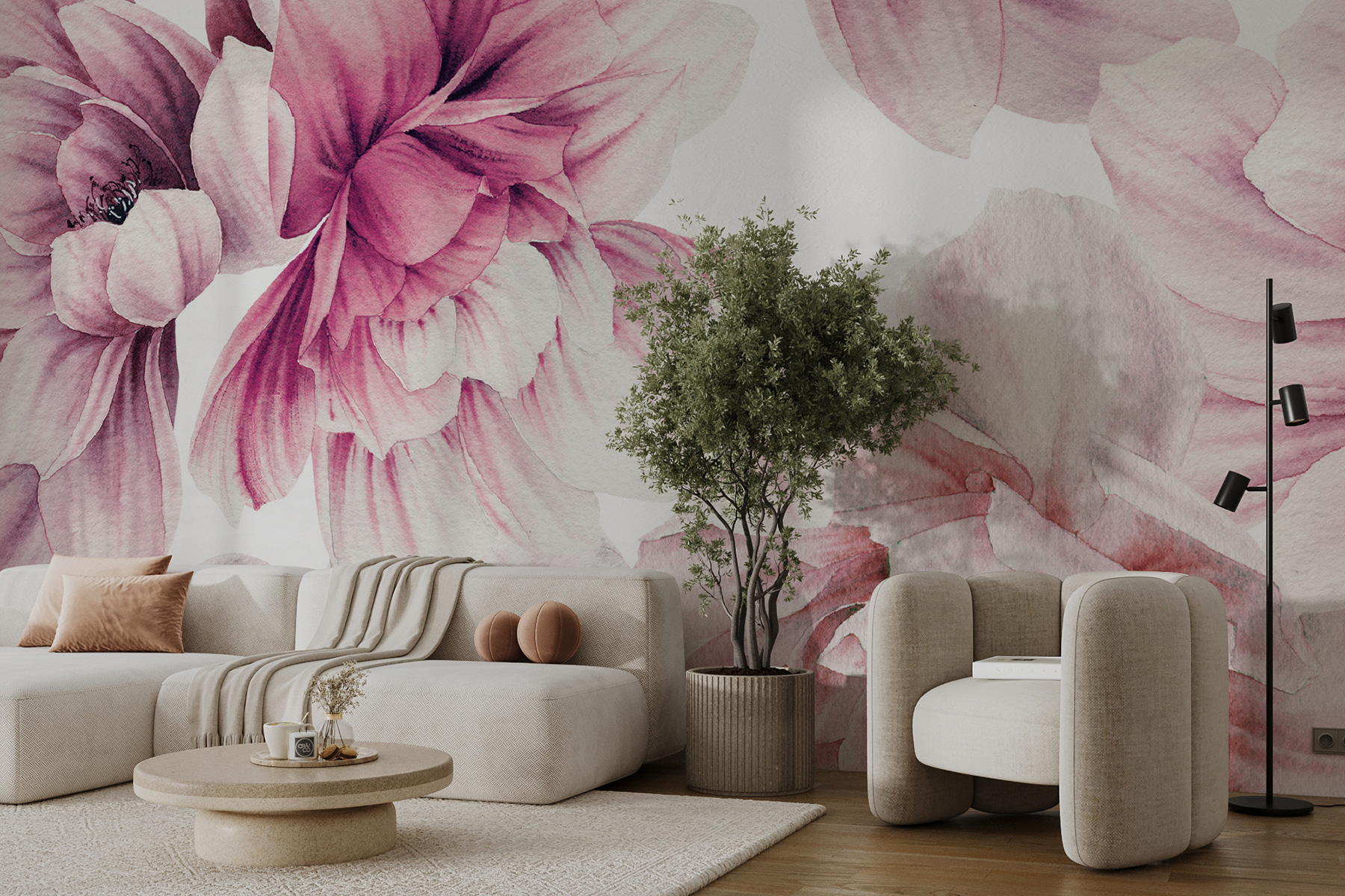 Papier Peint Pivoine Rose