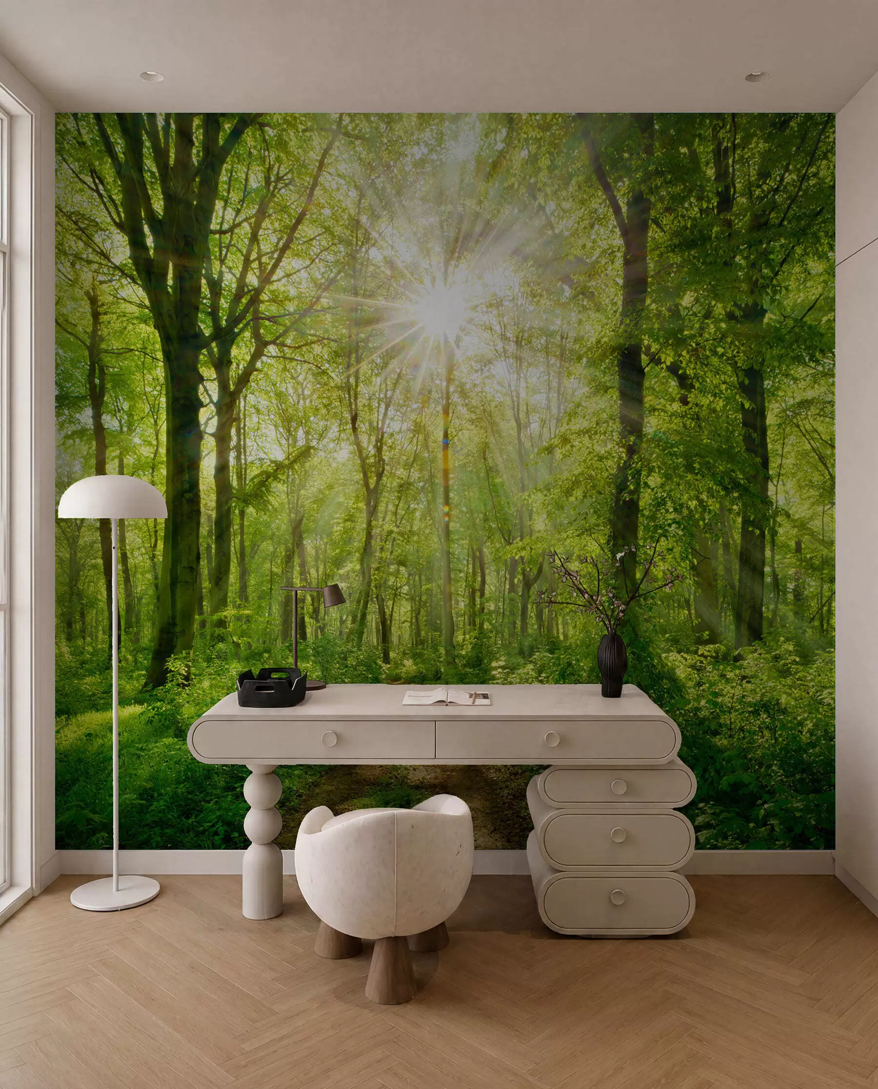 Papier peint Chemin dans la forêt ensoleillée u22252
