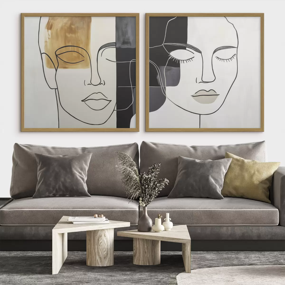 Poster Portraits abstraits d'un homme et d'une femme d00720