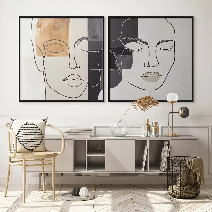 Papier peint Portraits abstraits d'un homme et d'une femme d00720