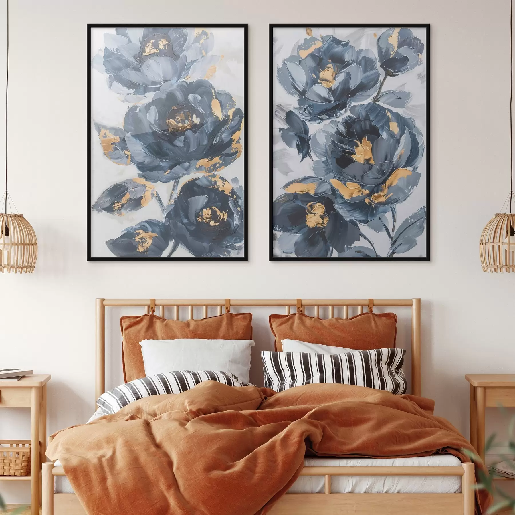 Papier peint Grandes fleurs abstraites d00782