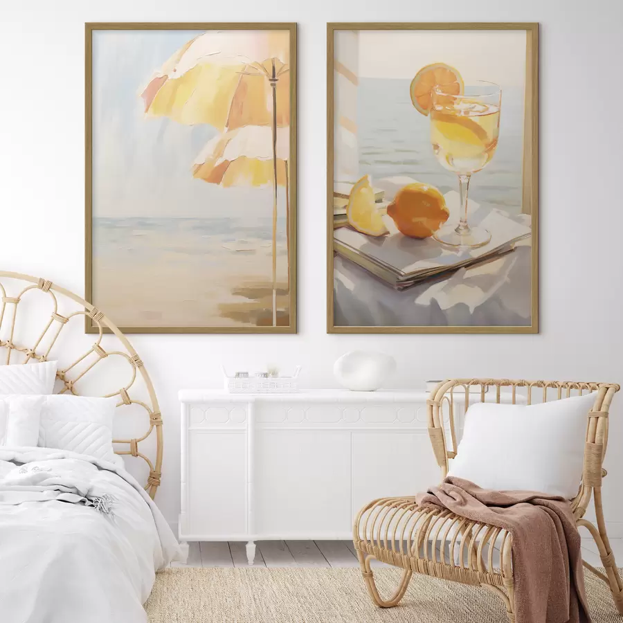Papier peint Paysage de plage et cocktail dans un verre d00793