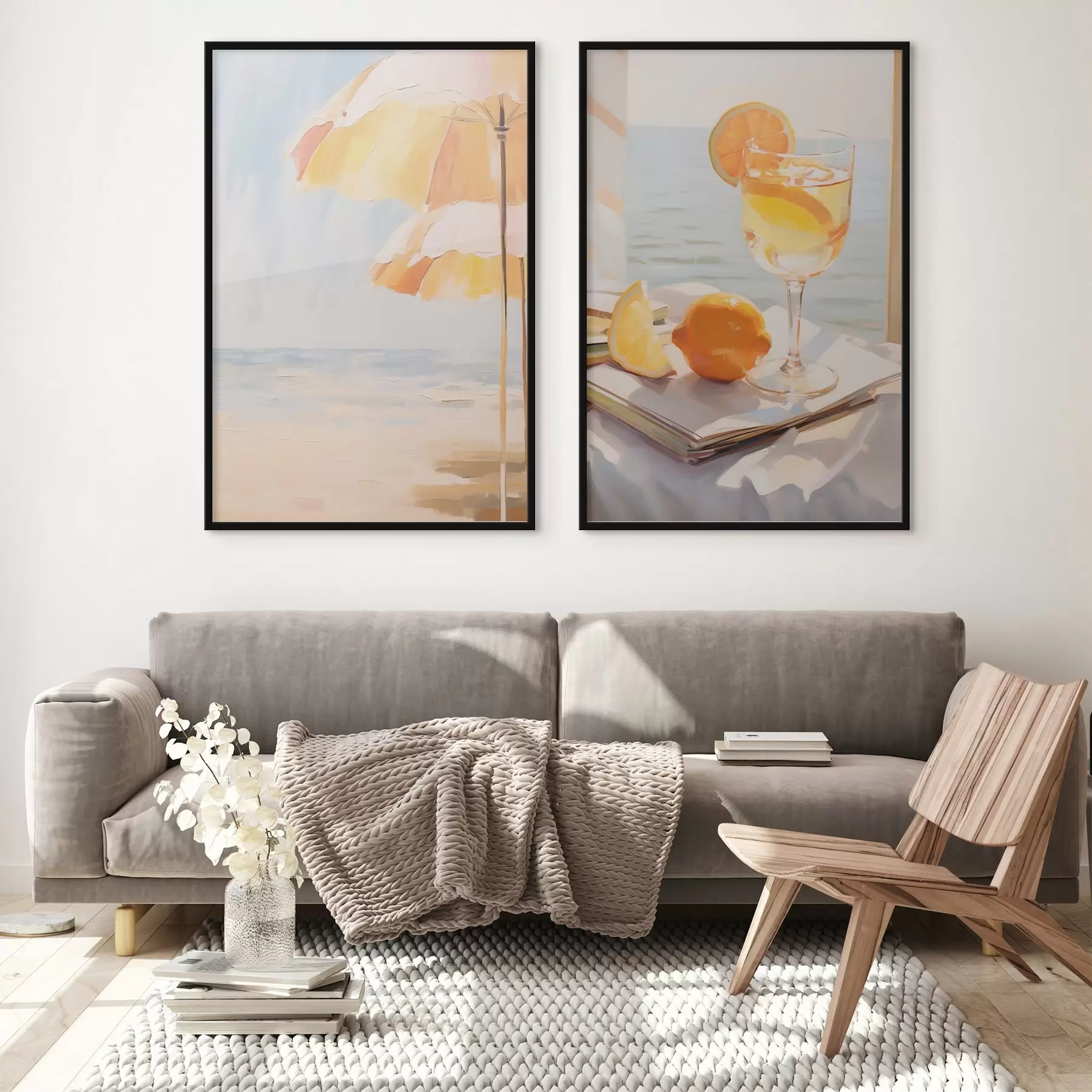 Papier peint Paysage de plage et cocktail dans un verre d00793