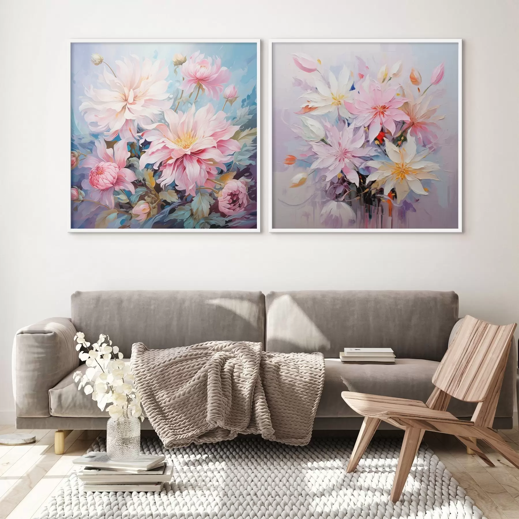 Papier peint Pivoines roses au style aquarelle d00709