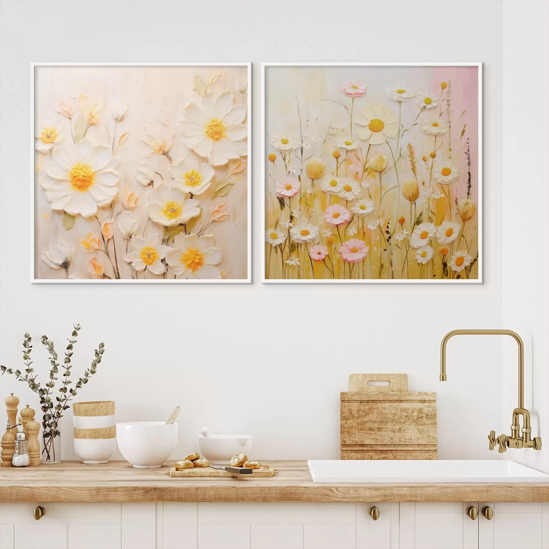 Papier peint Prairie fleurie dans le style de la peinture à l'huile d00711