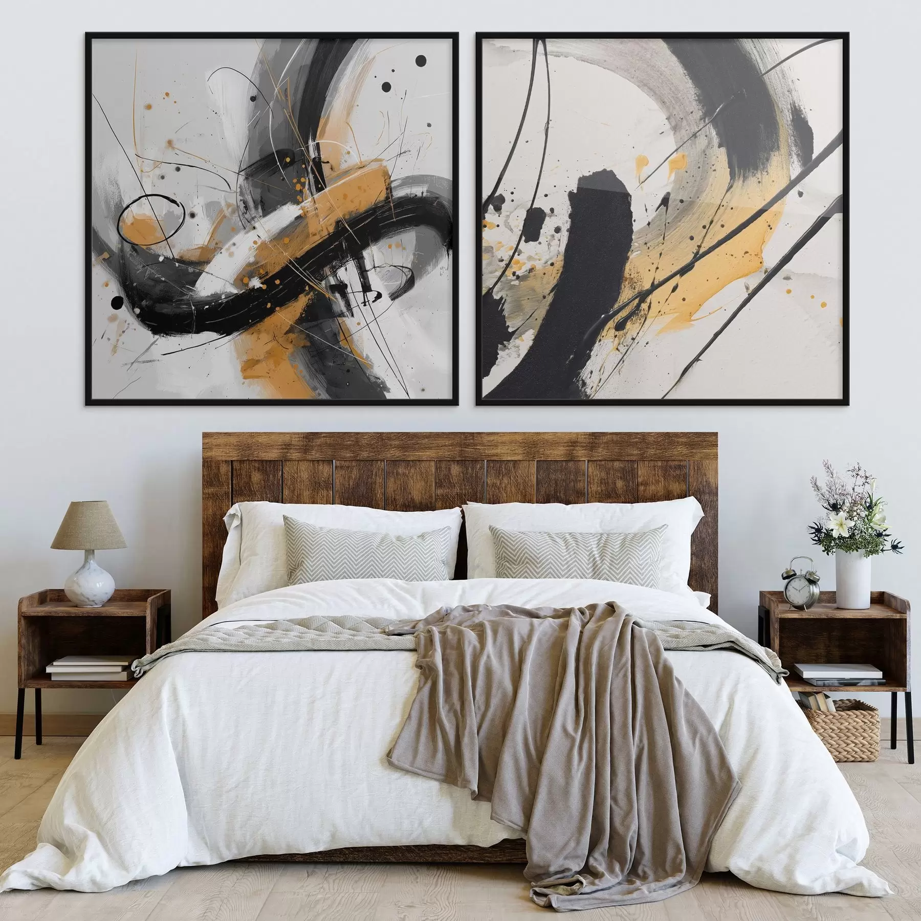 Papier peint Expression dans les tons jaunes et noirs d00739