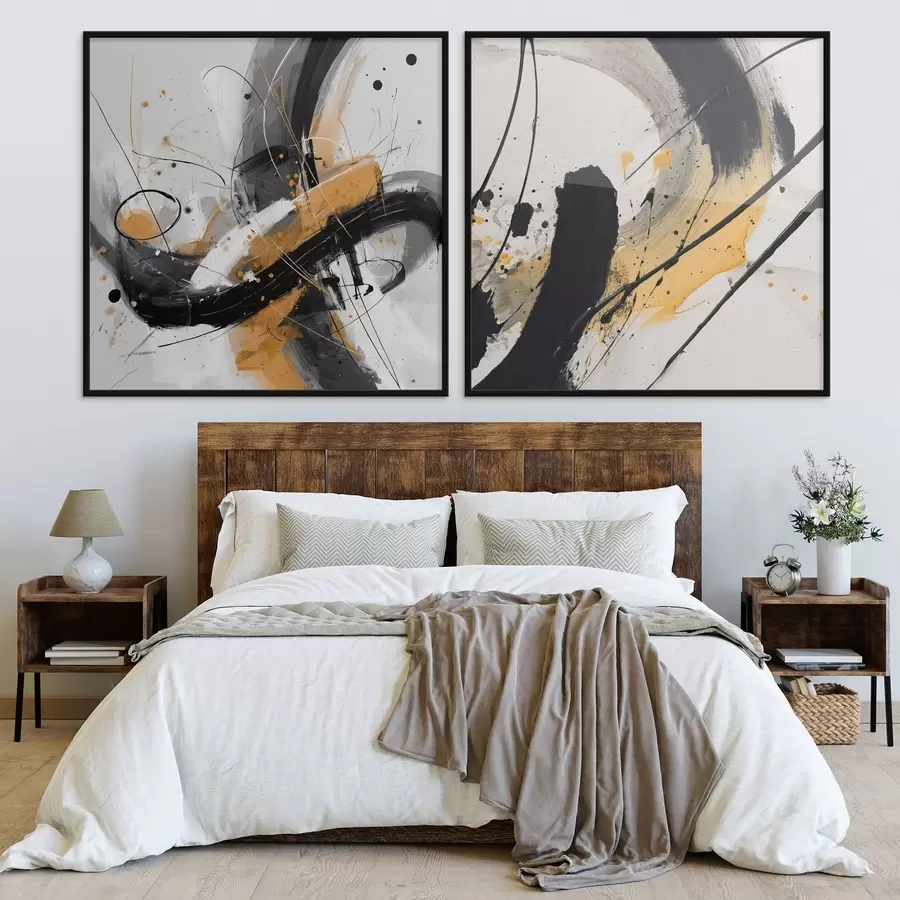 Papier peint Expression dans les tons jaunes et noirs d00739