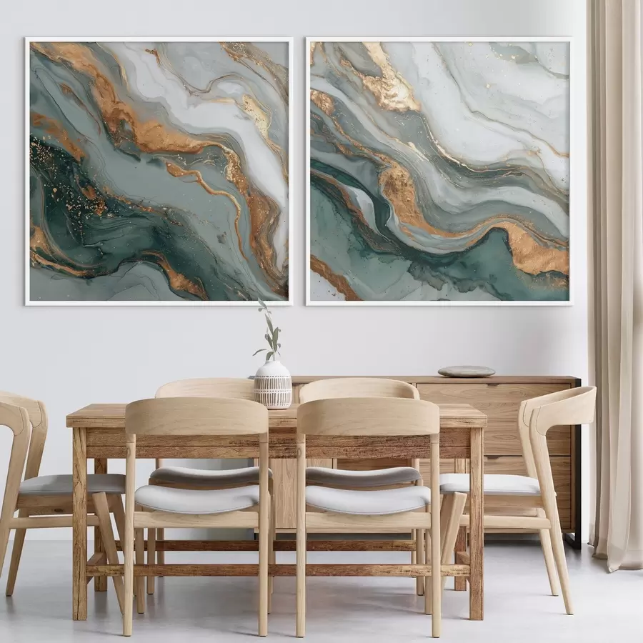 Papier peint Texture marbrée dans les tons gris-turquoise d00744