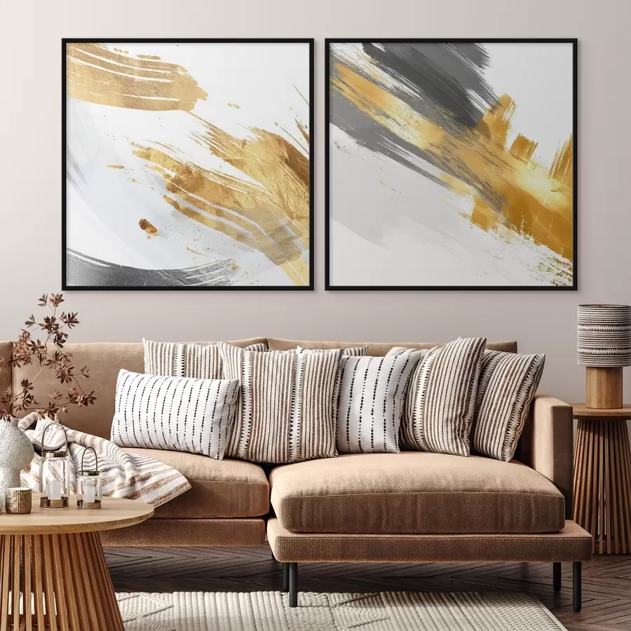 Papier peint Abstraction dynamique avec des traits jaunes et gris d00748