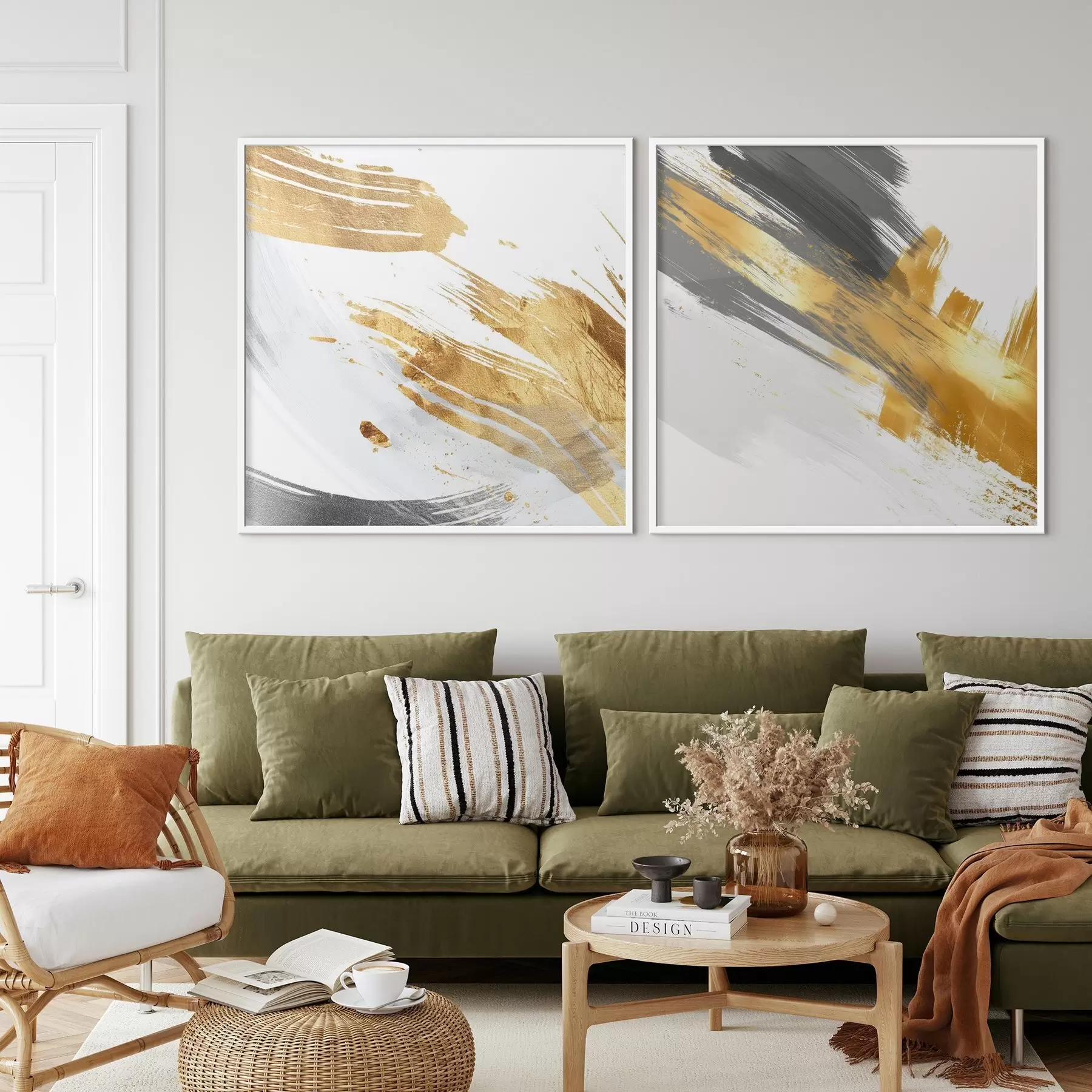 Papier peint Abstraction dynamique avec des traits jaunes et gris d00748