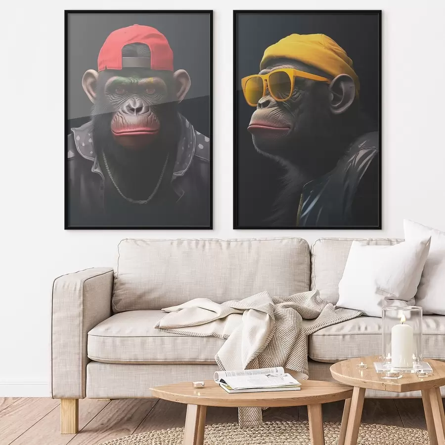 Papier peint Harmonie, trois visages, couleurs vives d00452