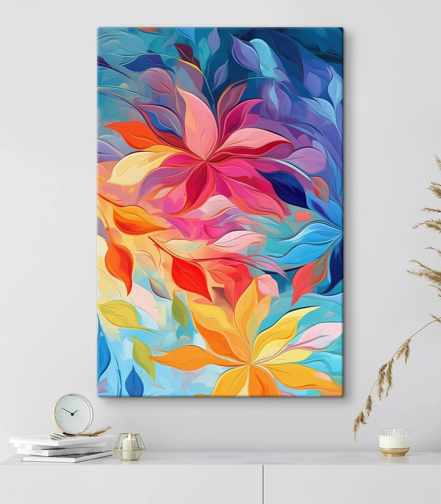 Tableau Fleur abstraite, imitation peinture à l'huile s47446