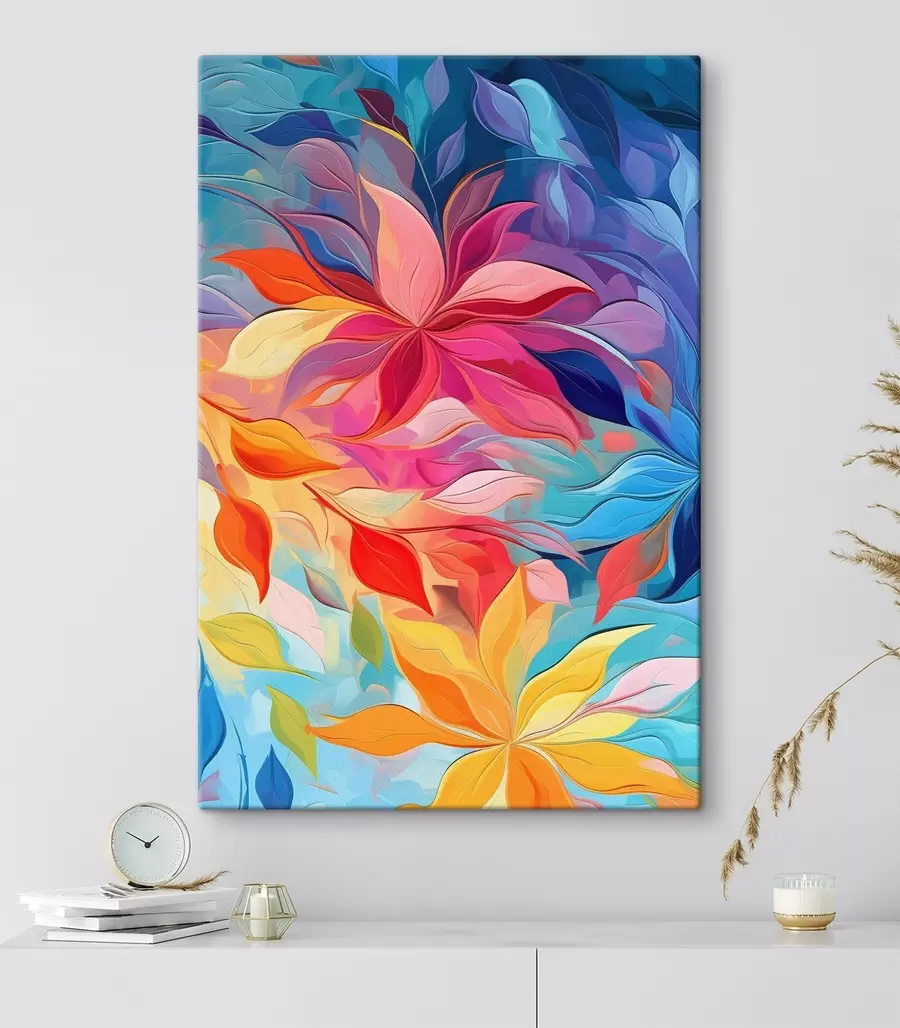 Tableau Fleur abstraite, imitation peinture à l'huile s47446