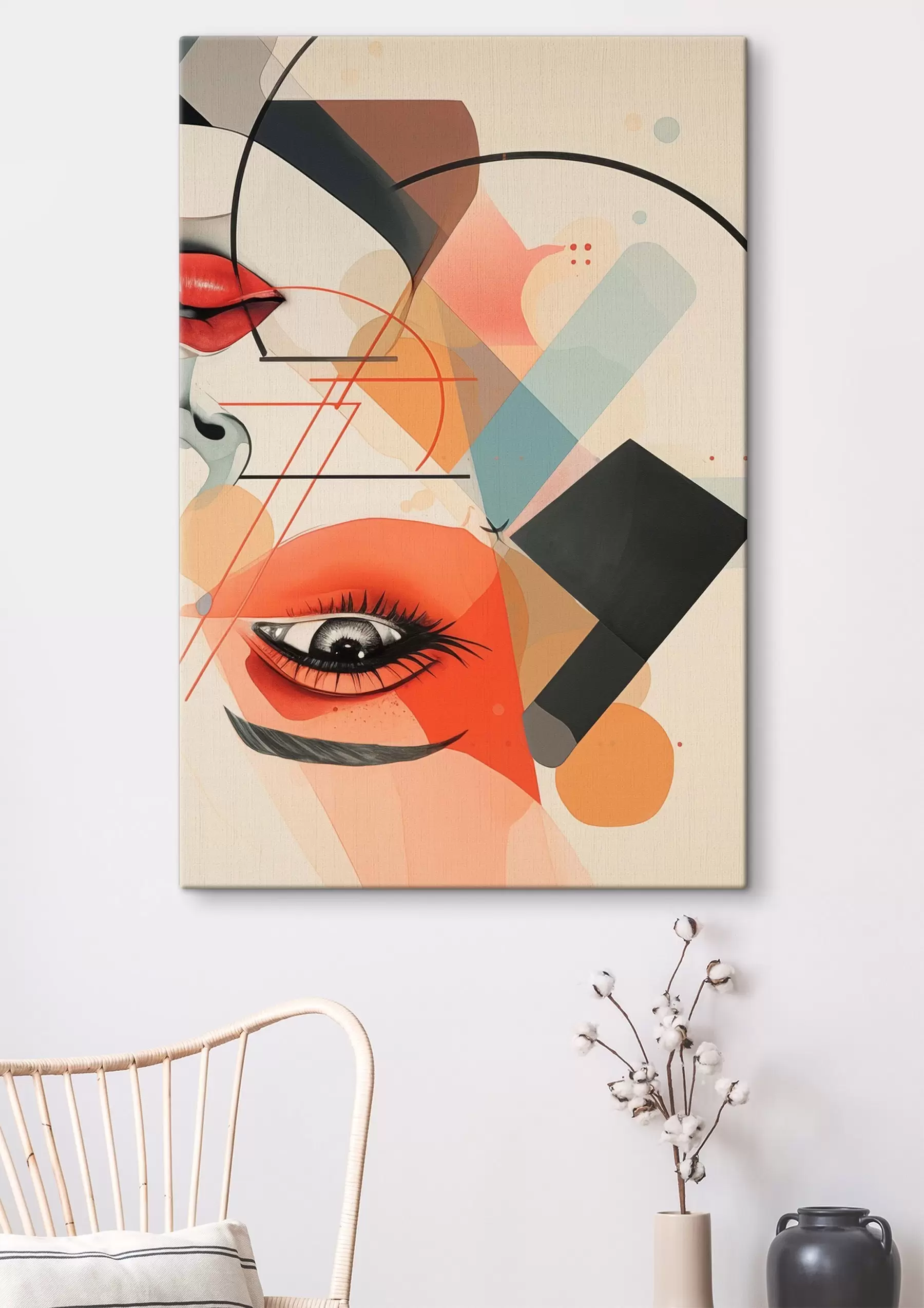 Tableau Visage et formes géométriques s47448