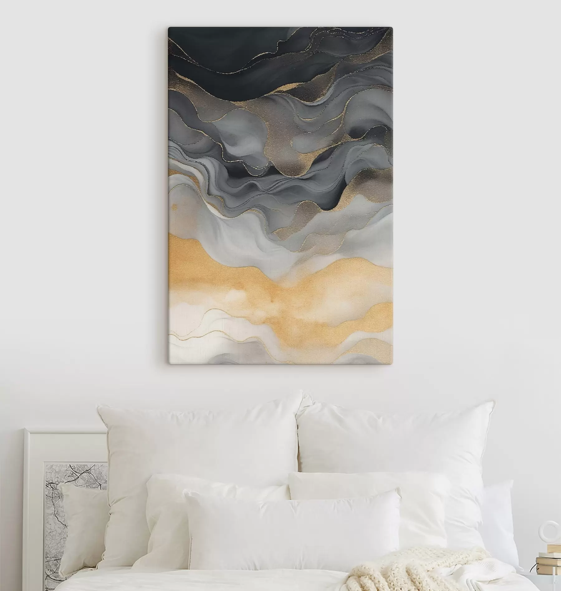 Tableau Fluides, traces de peinture s47452