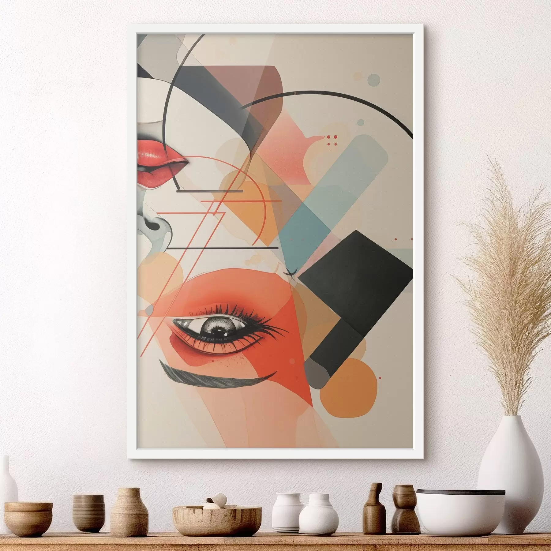 Papier peint Visage et formes géométriques f47448