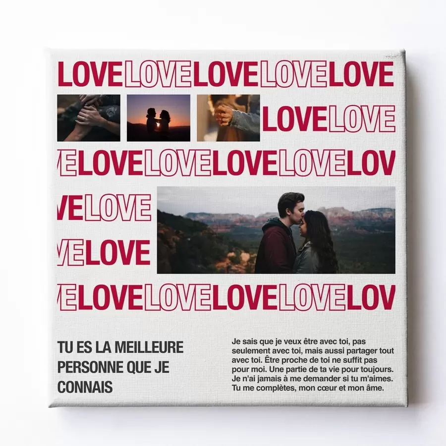 Tableau Collage photo sur toile comme cadeau de la Saint-Valentin à partir de votre photo s47530