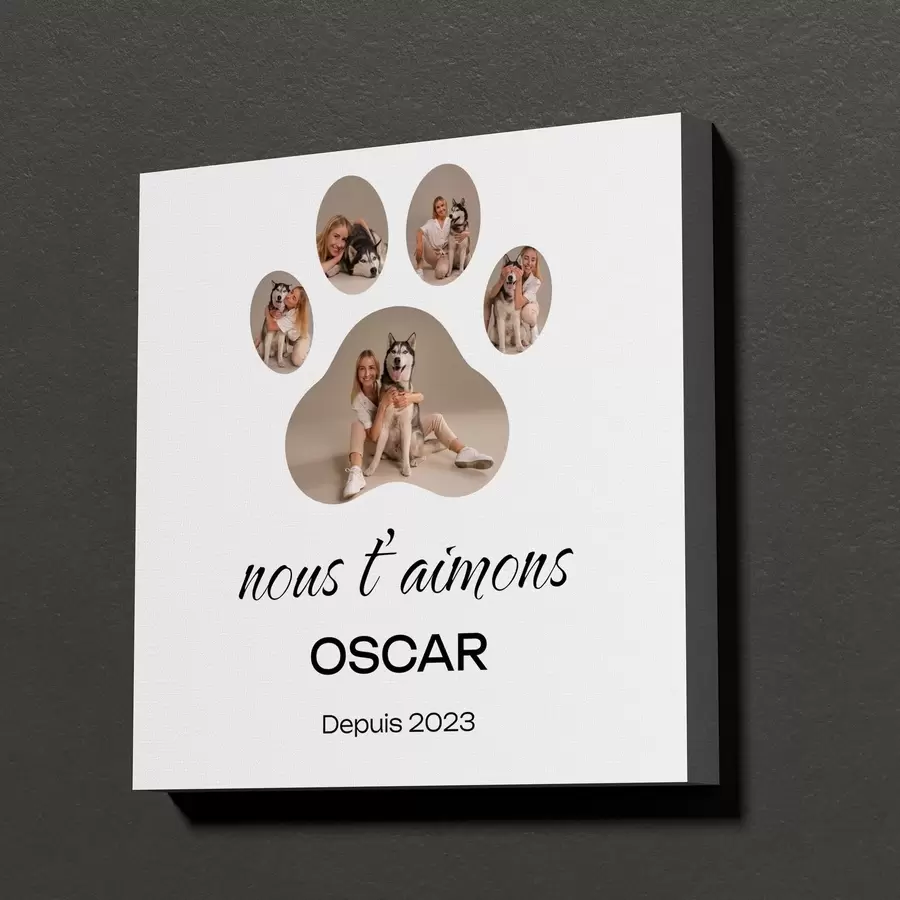 Tableau Collage photo en forme de patte sur toile pour vous et vos compagnons s47584