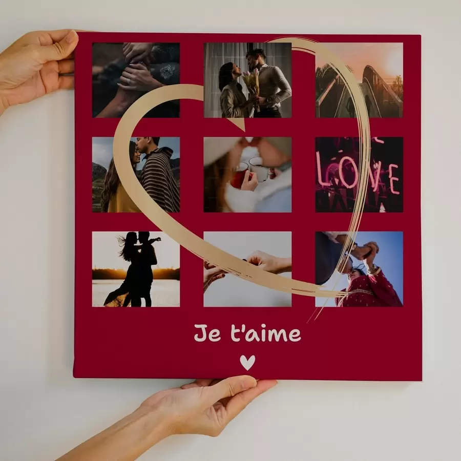 Tableau Collage photo sur toile comme cadeau de la Saint-Valentin à partir de votre photo s47602