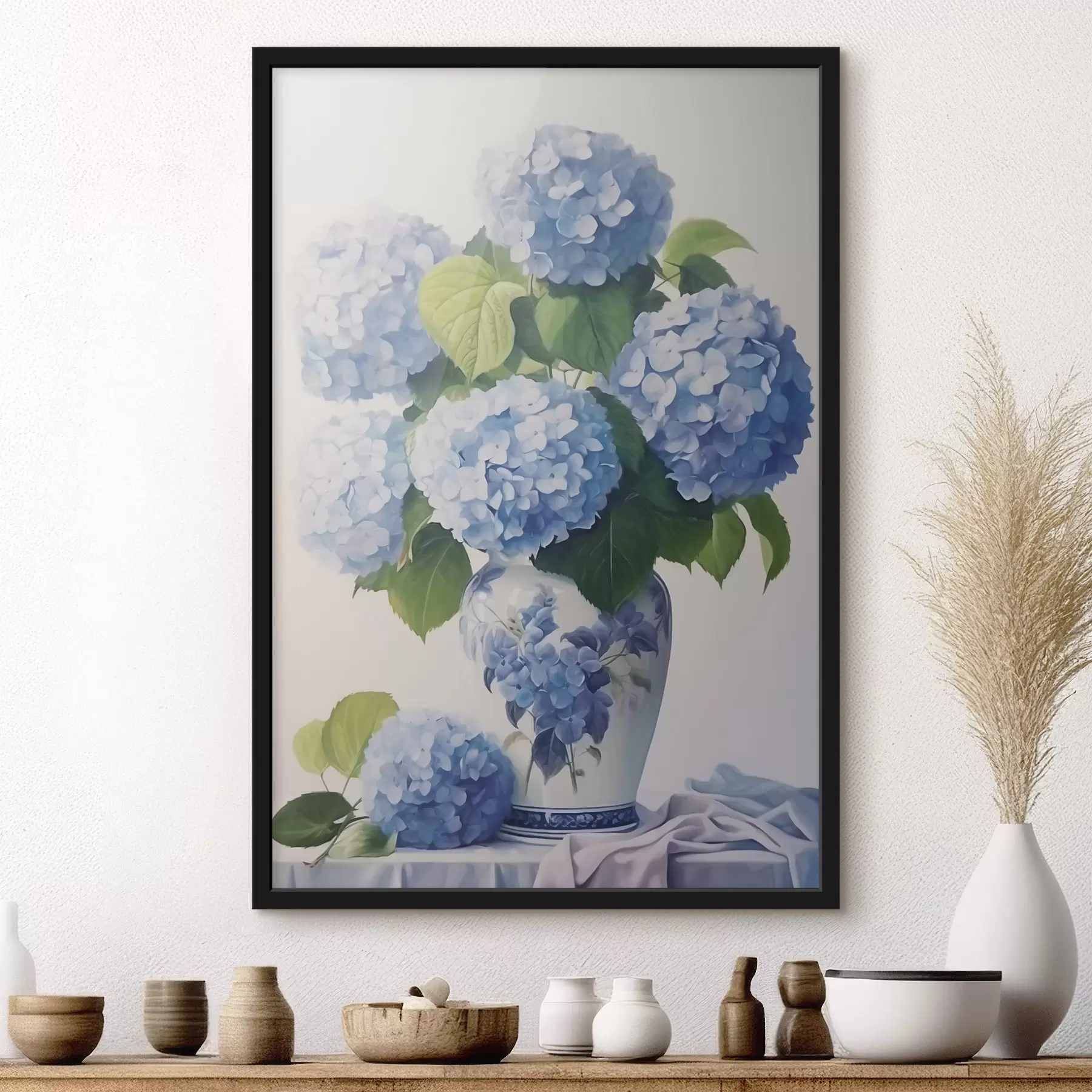 Papier peint Hortensias dans un vase f47360