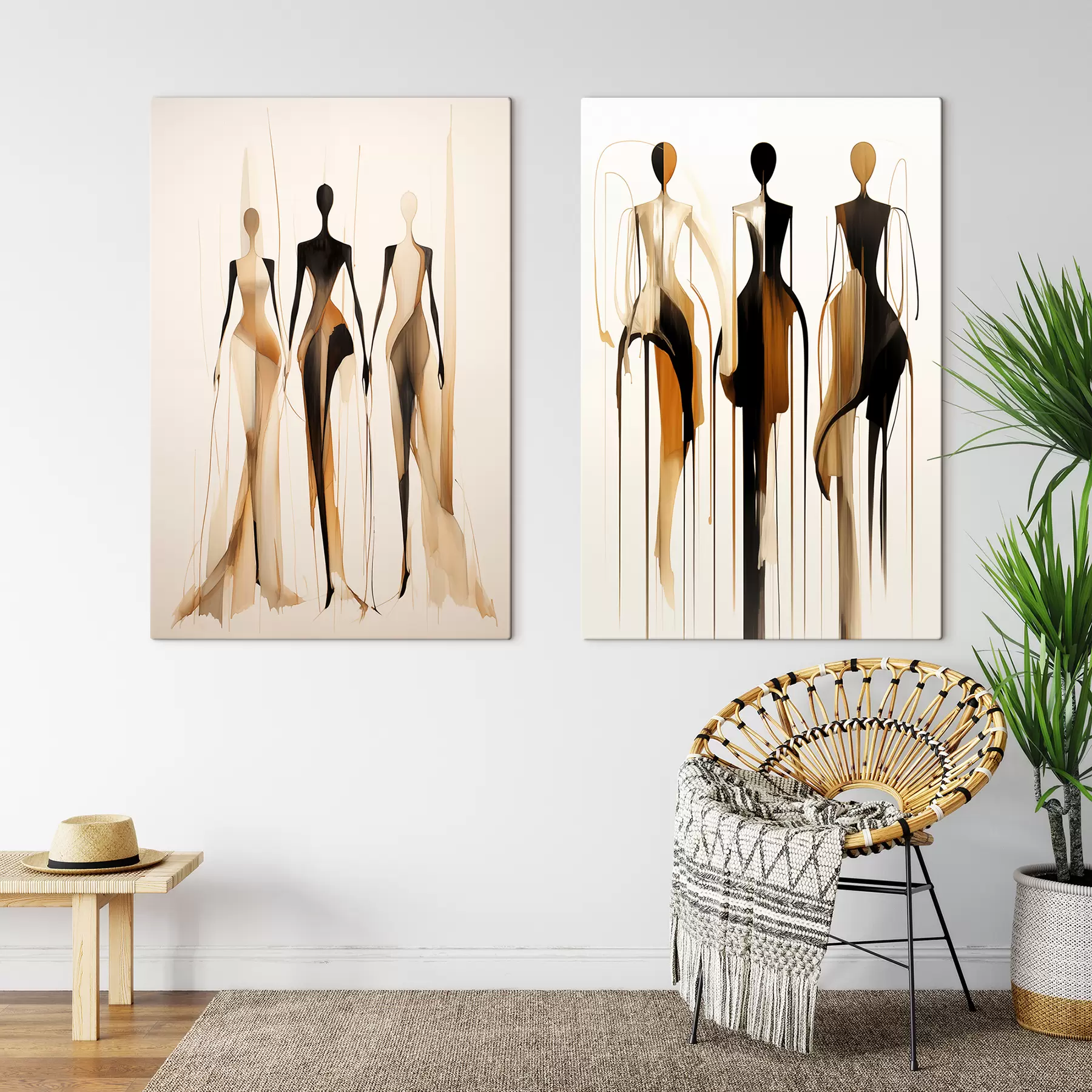 Tableau Silhouettes abstraites m01214