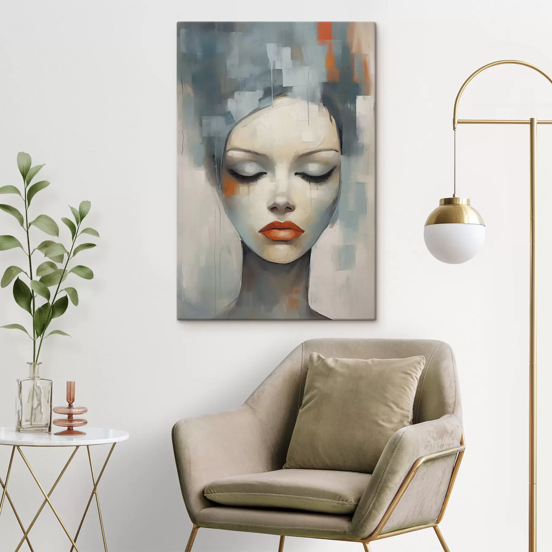 Tableau Portrait abstrait d'une jeune fille s47365