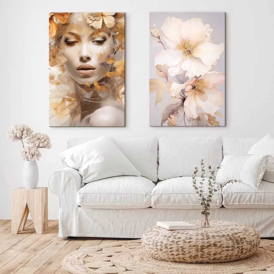 Tableau Fille et fleurs délicates m01251