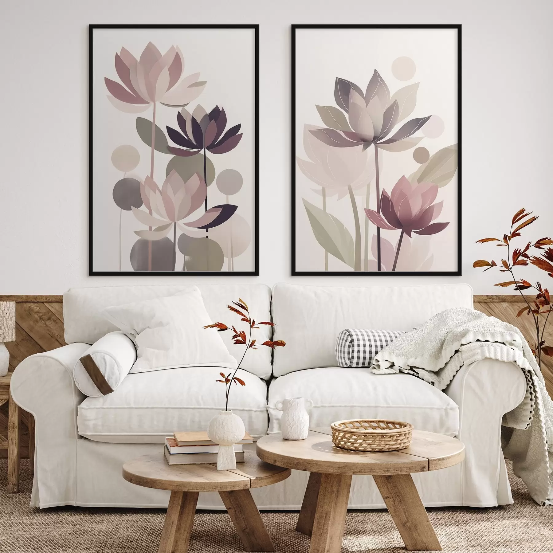 Papier peint Fleurs de lotus abstraites d01110