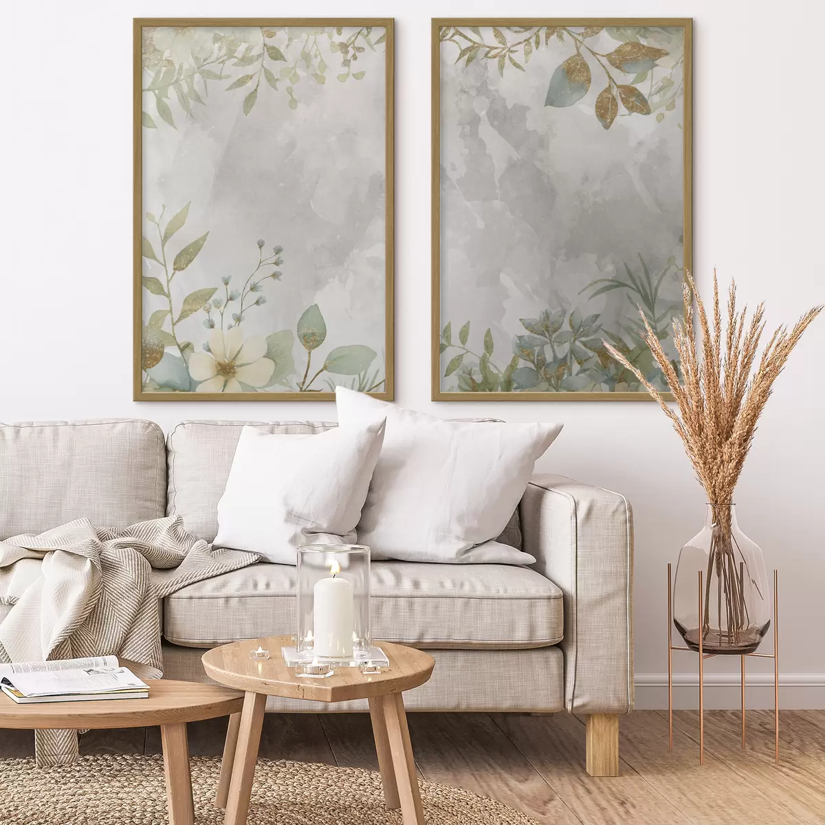Poster Plantes délicates sur fond gris clair d01070