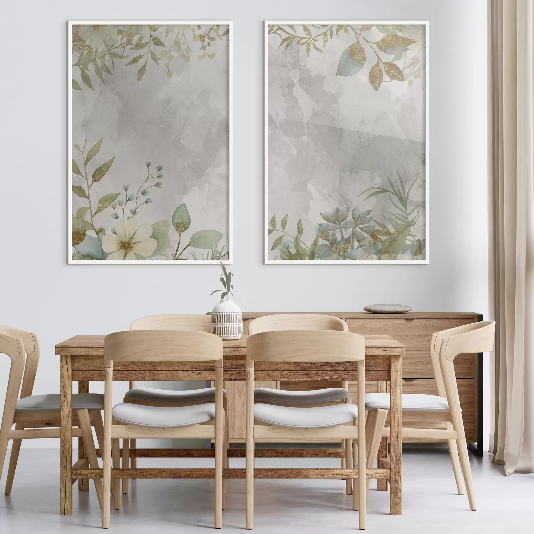 Papier peint Plantes délicates sur fond gris clair d01070