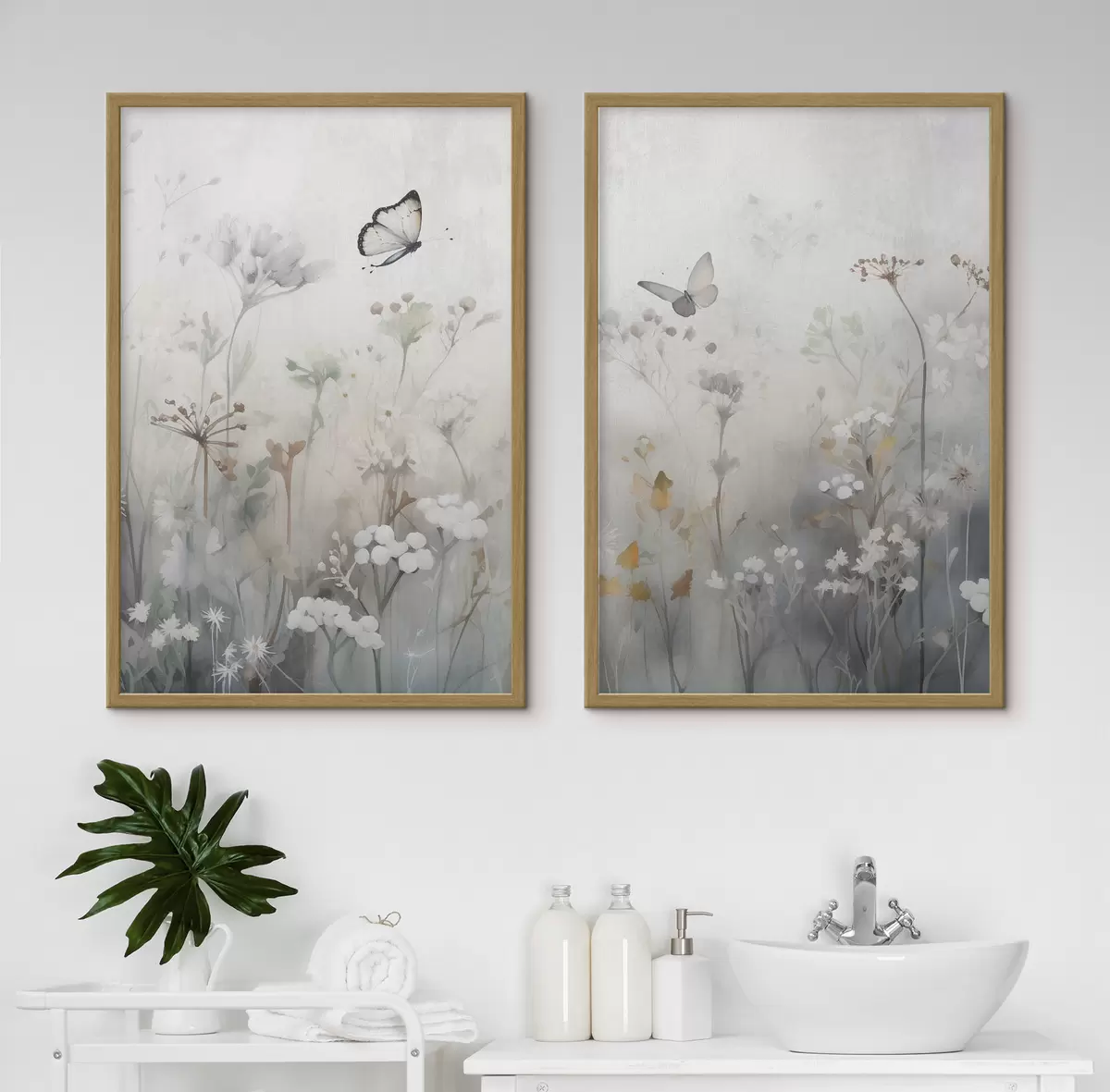 Poster Papillons et fleurs sauvages d01072