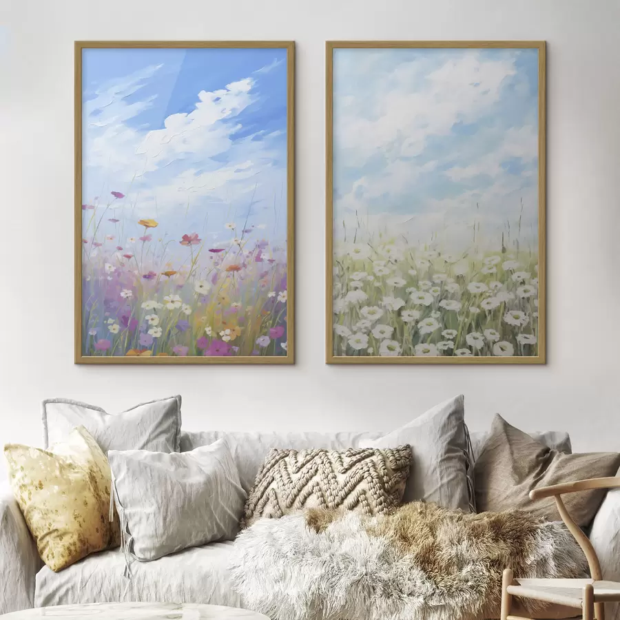 Papier peint Peinture imitation fleurs sauvages d01164