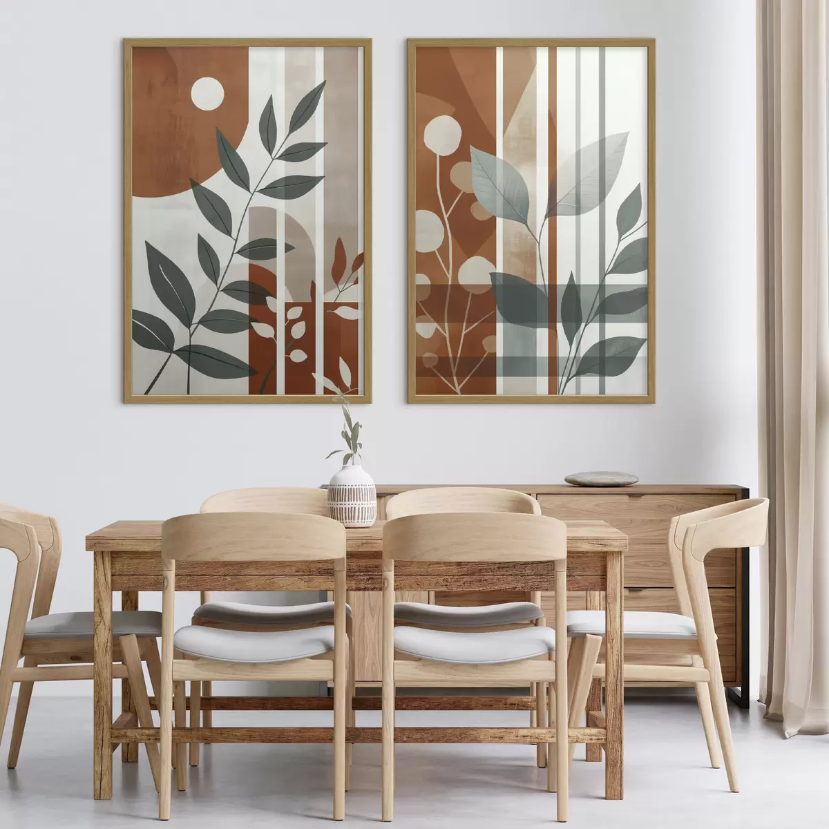 Poster Abstraction avec des branches de feuilles d01074