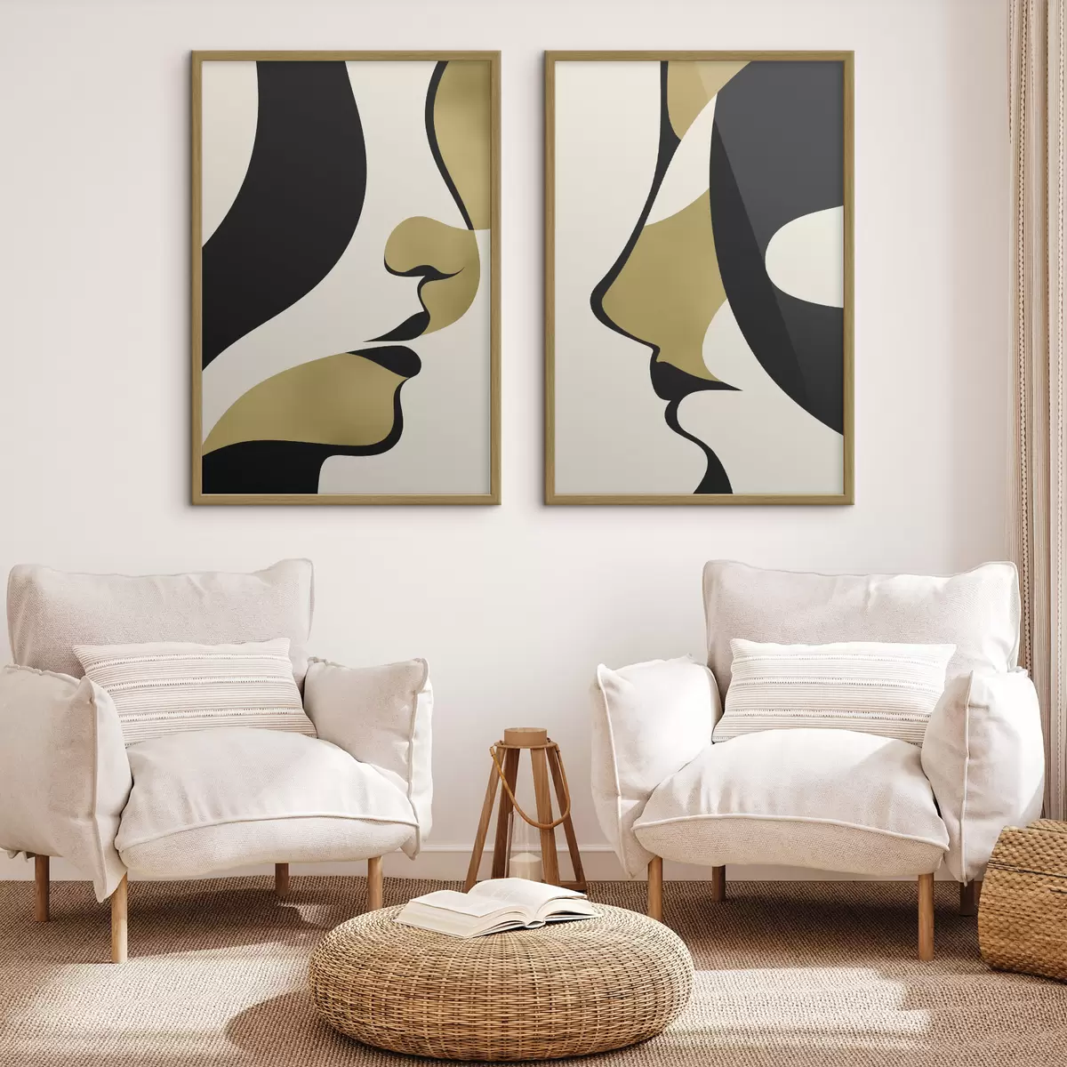 Poster Silhouettes abstraites de visages d01166