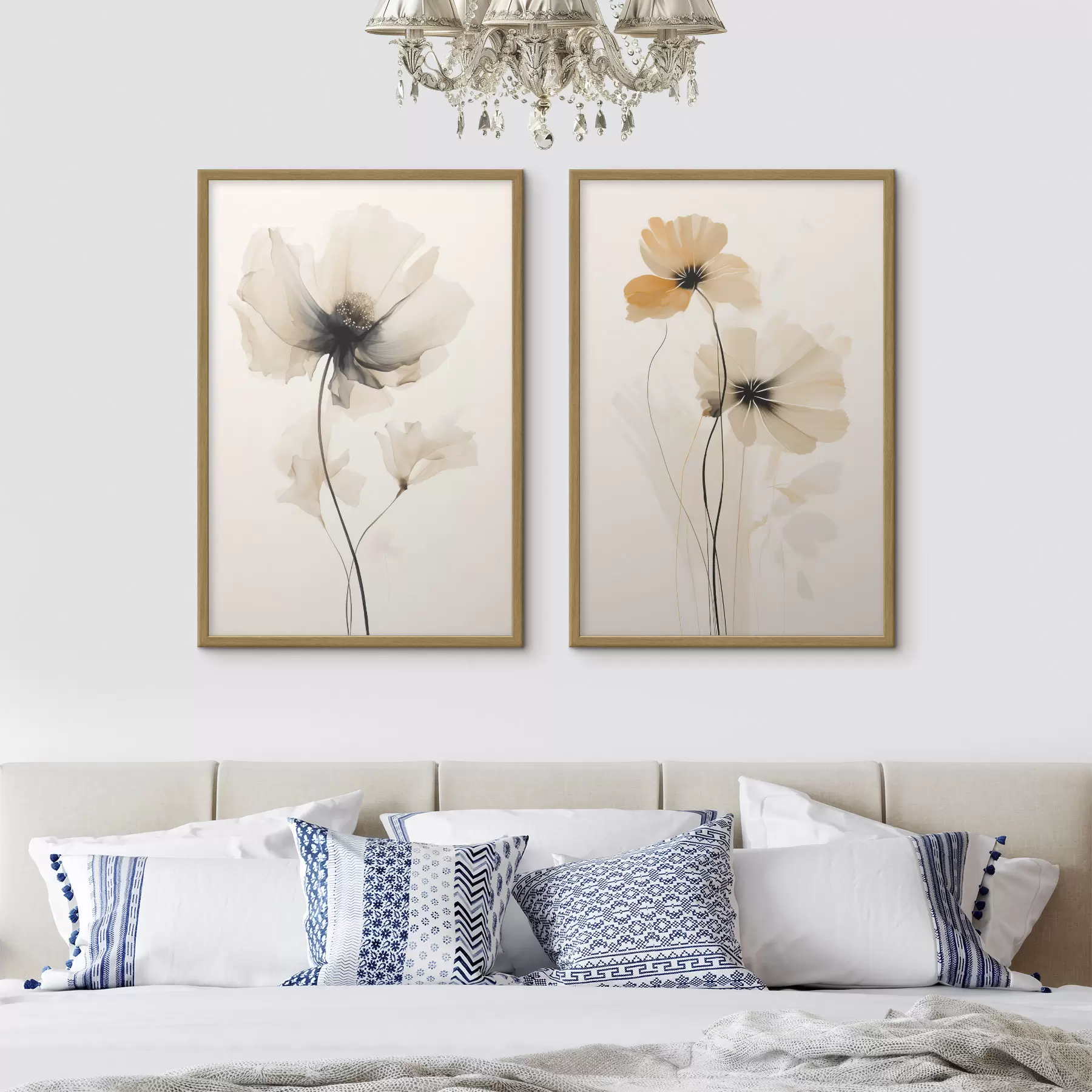 Papier peint Coquelicots aquarellés clairs avec des ombres douces et un espace aérien d01091