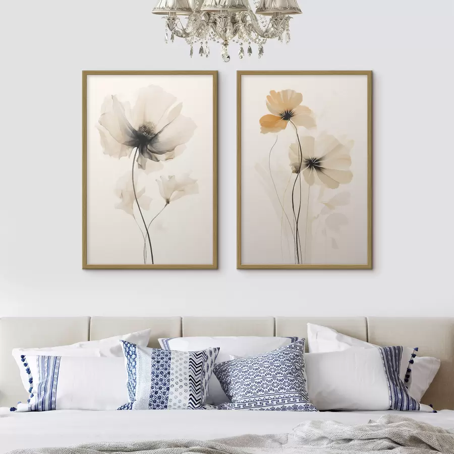 Papier peint Coquelicots aquarellés clairs avec des ombres douces et un espace aérien d01091