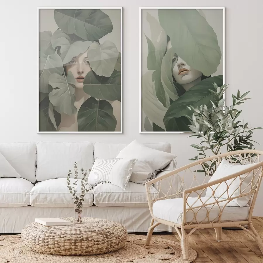 Papier peint Portrait d'une jeune fille dans le feuillage d01183