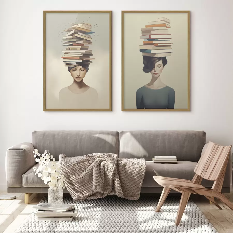 Papier peint Portrait d'une jeune fille avec des livres d01184