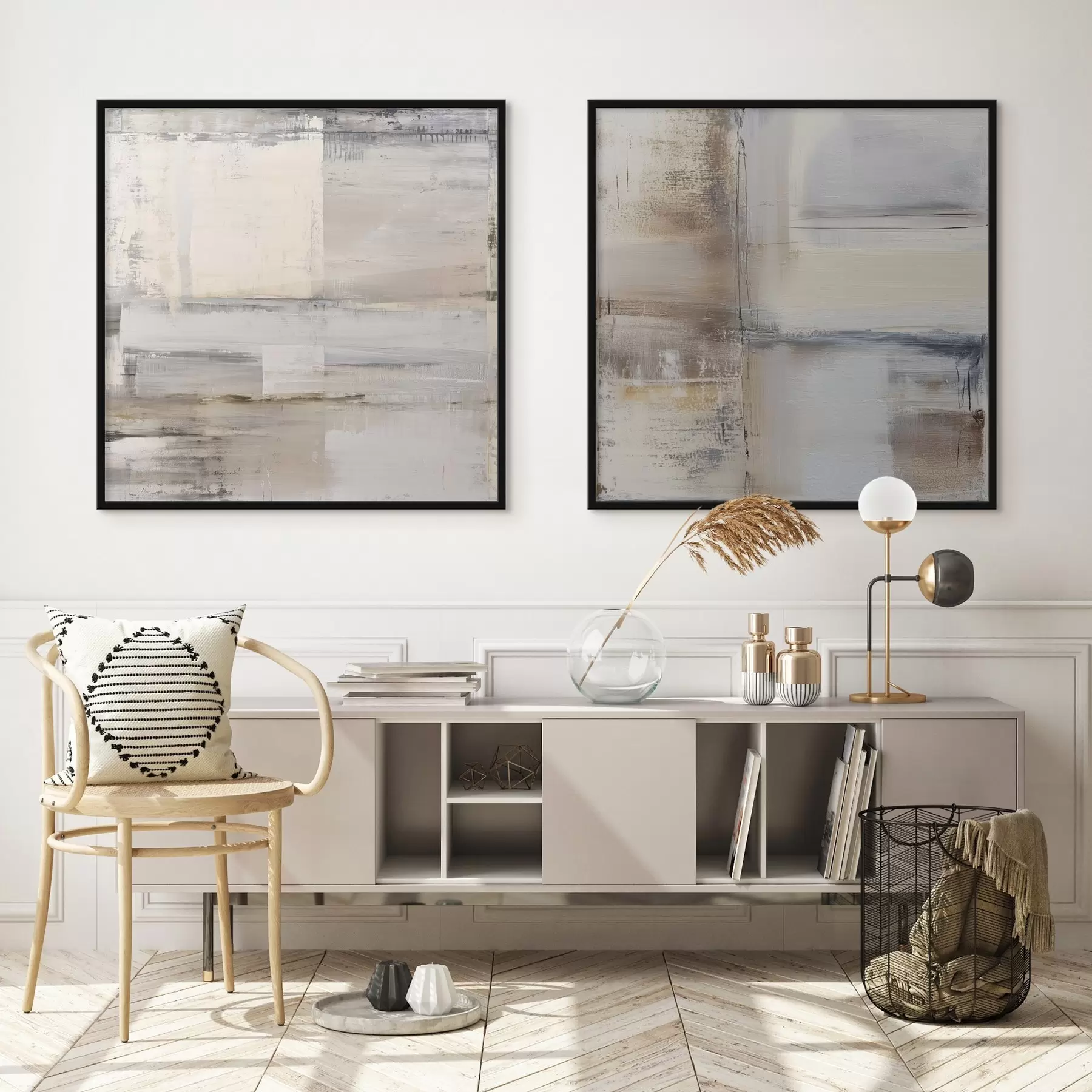 Papier peint abstraction contemporaine dans des tons sobres d01171