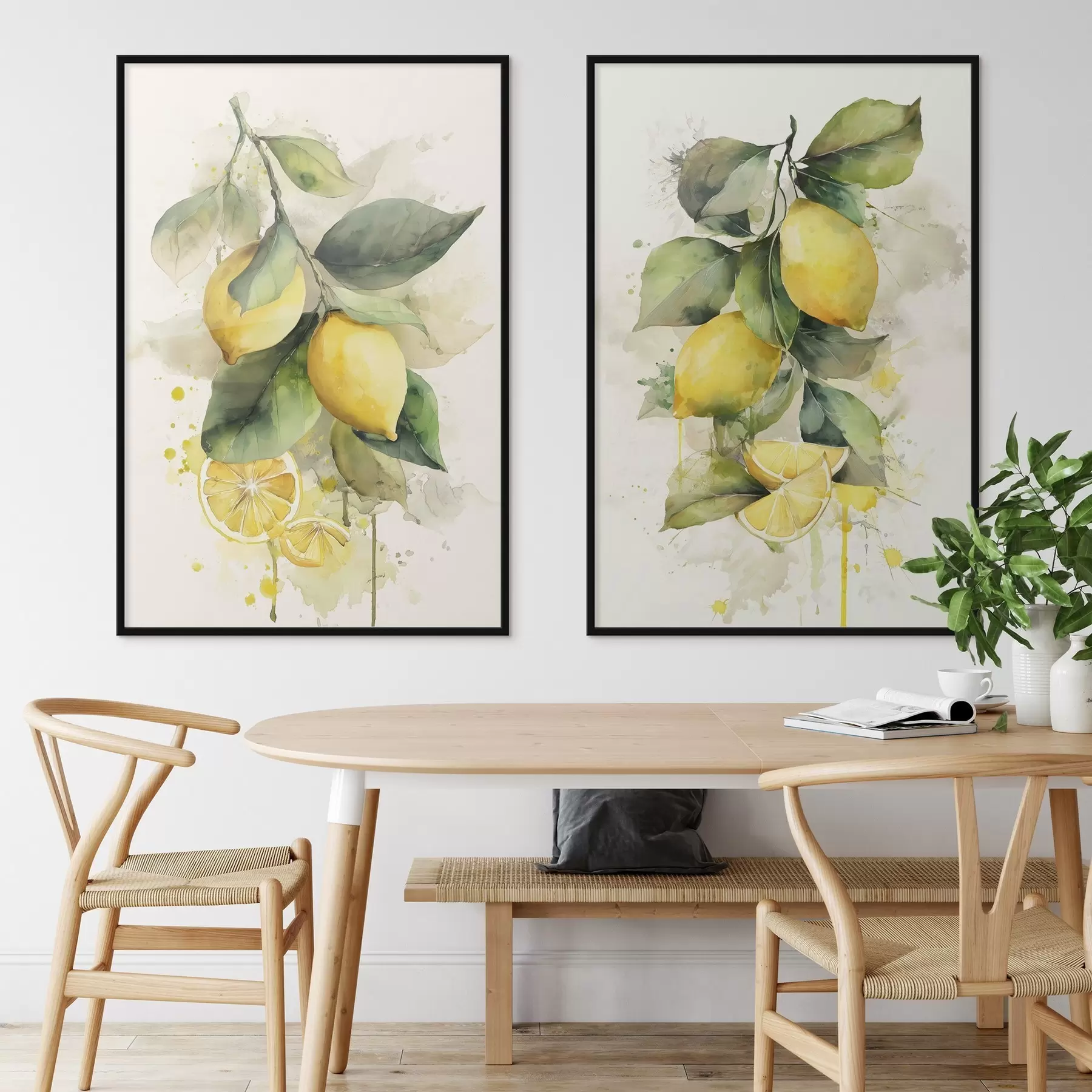 Papier peint branche de style aquarelle avec des citrons d01172