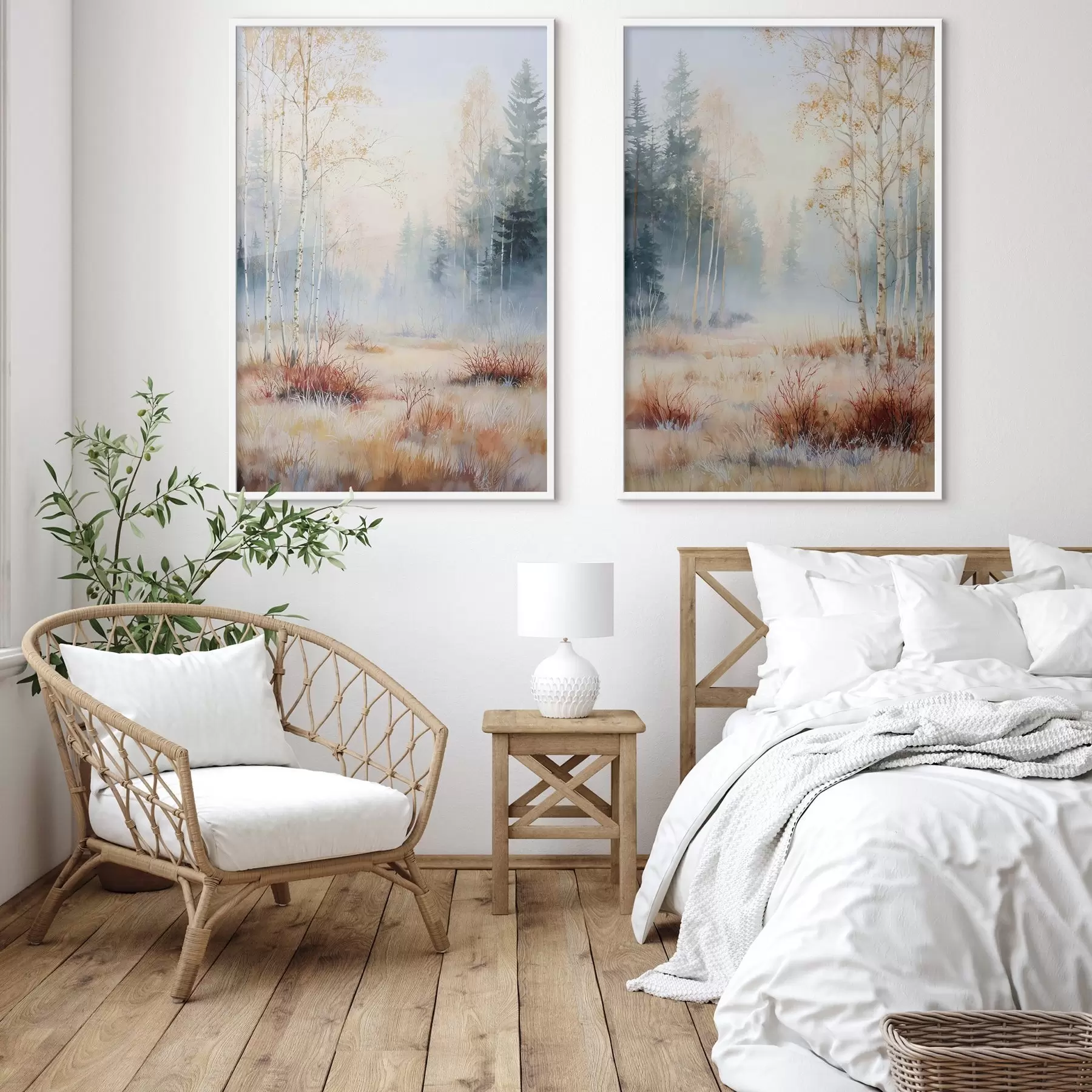 Papier peint paysage premières gelées dans la forêt d01174