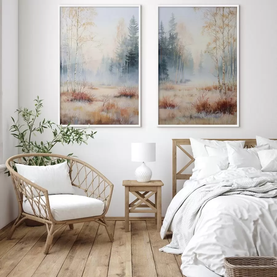 Papier peint paysage premières gelées dans la forêt d01174