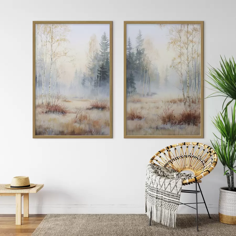 Papier peint paysage premières gelées dans la forêt d01174