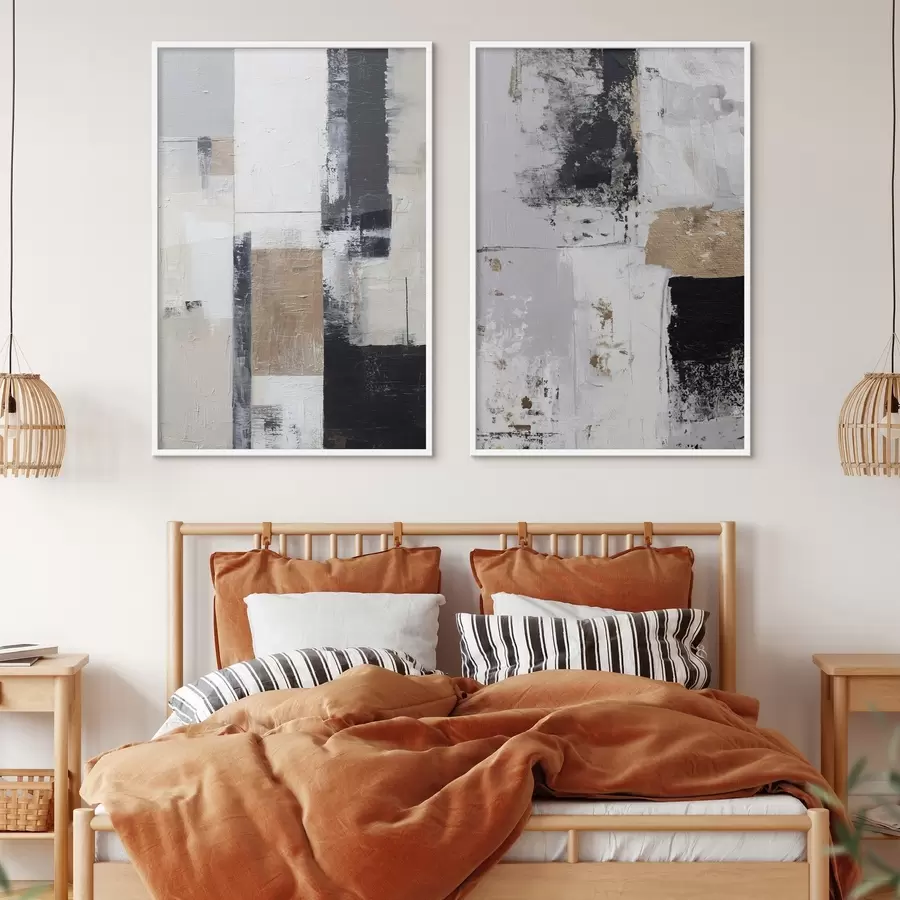 Papier peint abstraction contemporaine aux couleurs contrastées d01176