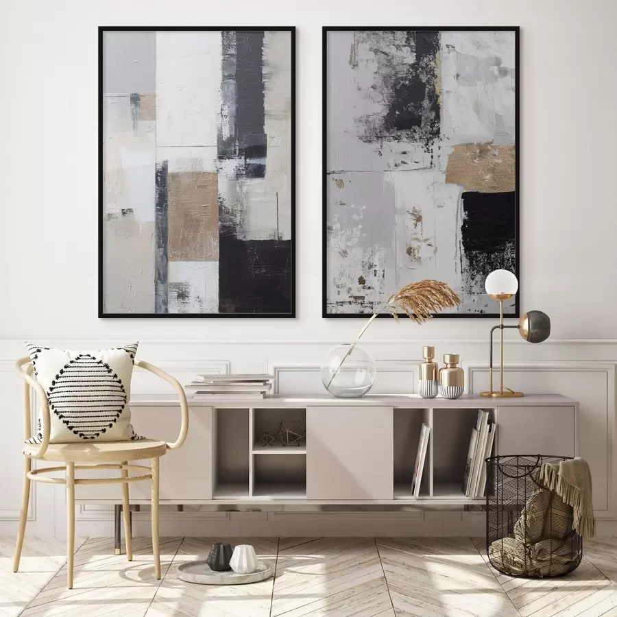 Papier peint abstraction contemporaine aux couleurs contrastées d01176