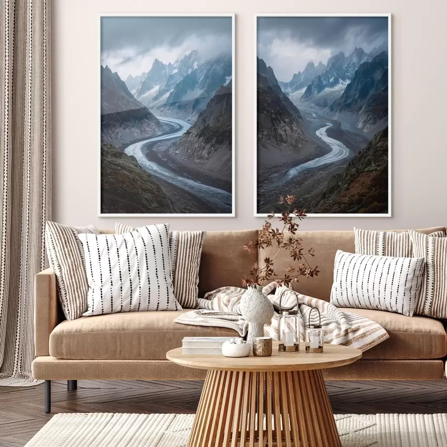 Papier peint paysage montagneux avec des nuages d01180