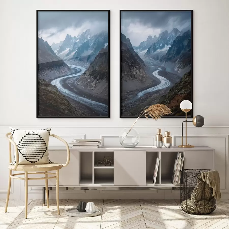 Papier peint paysage montagneux avec des nuages d01180