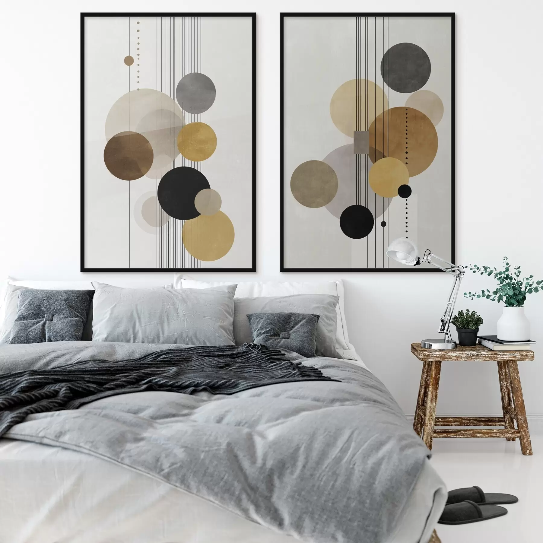 Papier peint abstraction avec des cercles et des lignes dans des couleurs chaudes d01182