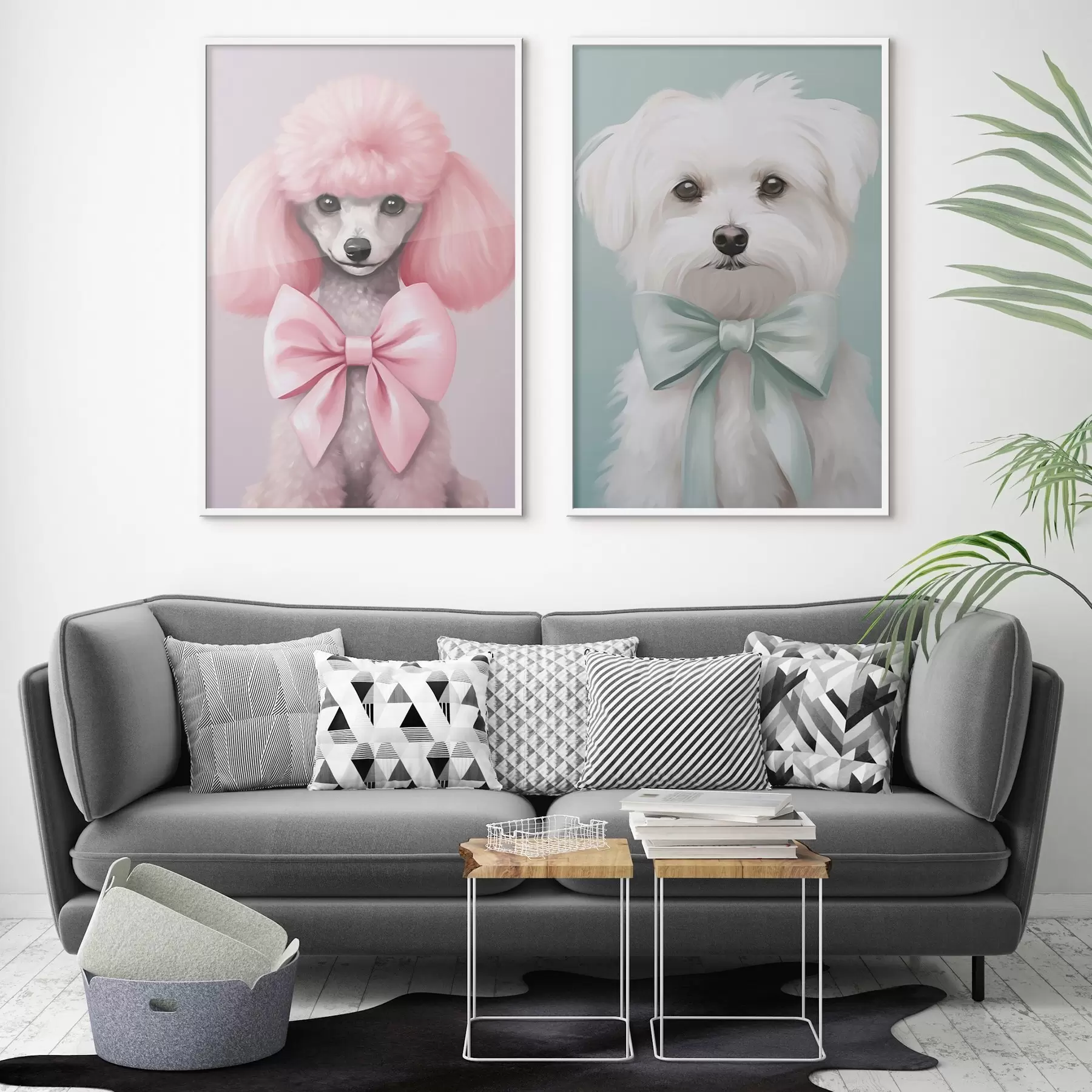 Papier peint Chien avec un nœud d01193