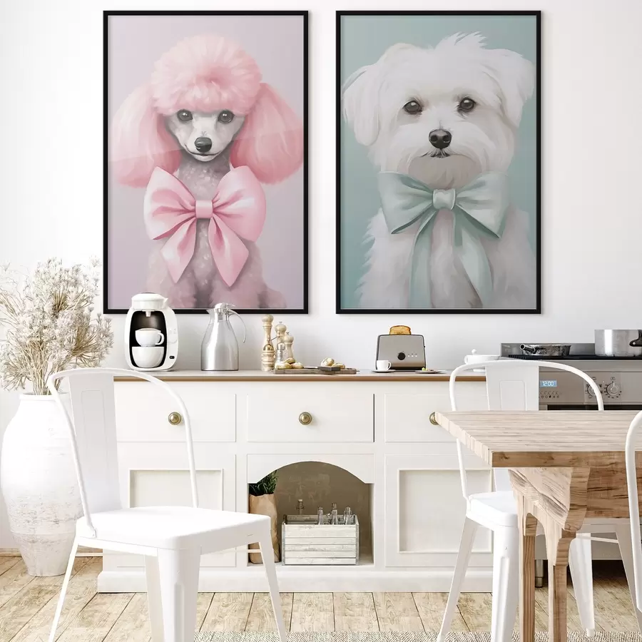 Papier peint Chien avec un nœud d01193